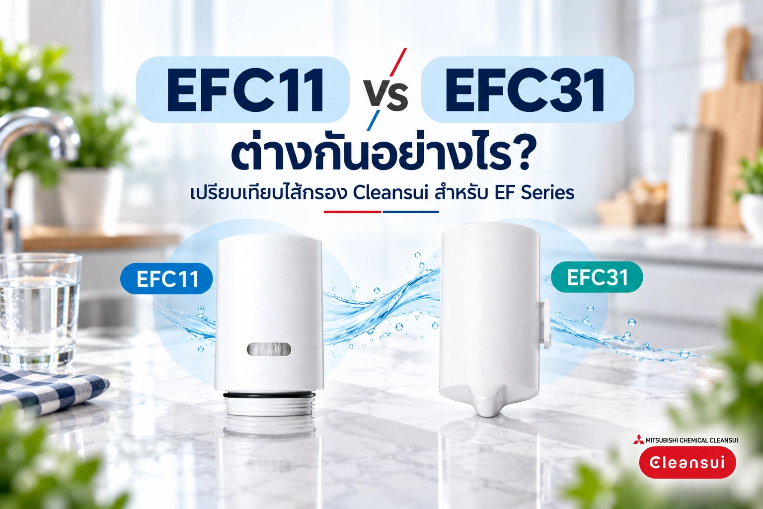 EFC11 vs EFC31 ต่างกันอย่างไร? เปรียบเทียบไส้กรอง Cleansui สำหรับ EF Series